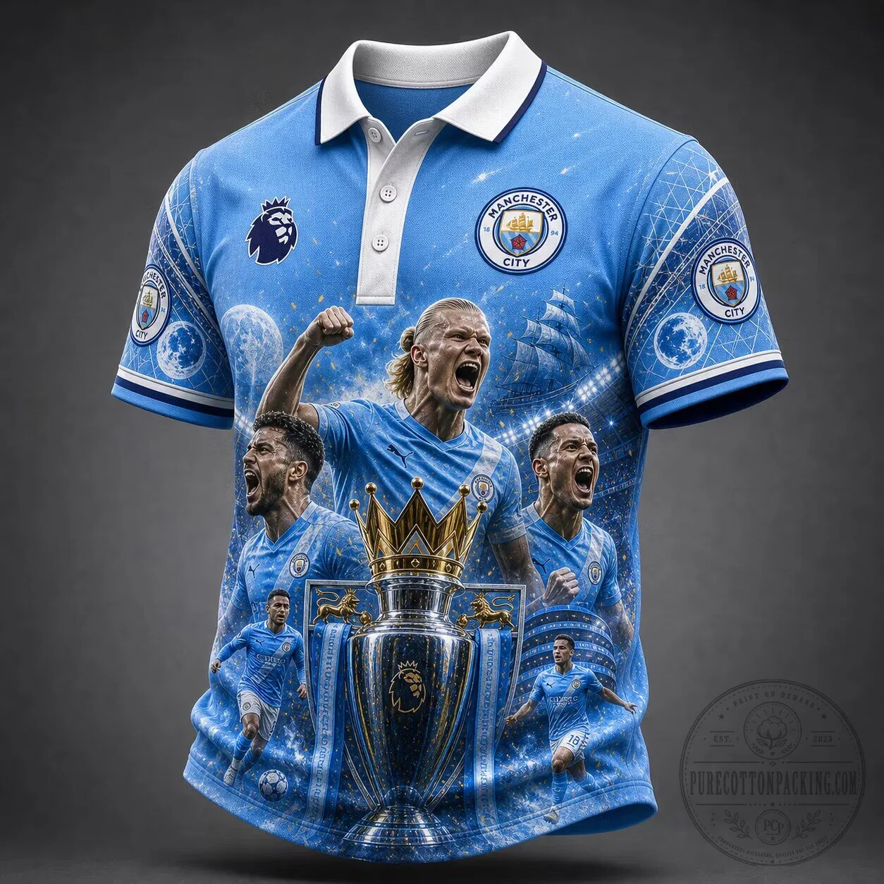 Manchester City Football Club Champions League Celebration Polo Shirt