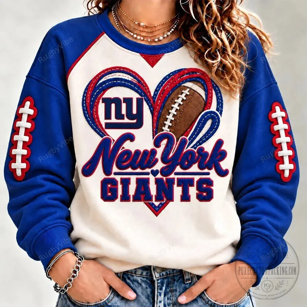 New York Giants Football Heart Design Women's Sweatshirt