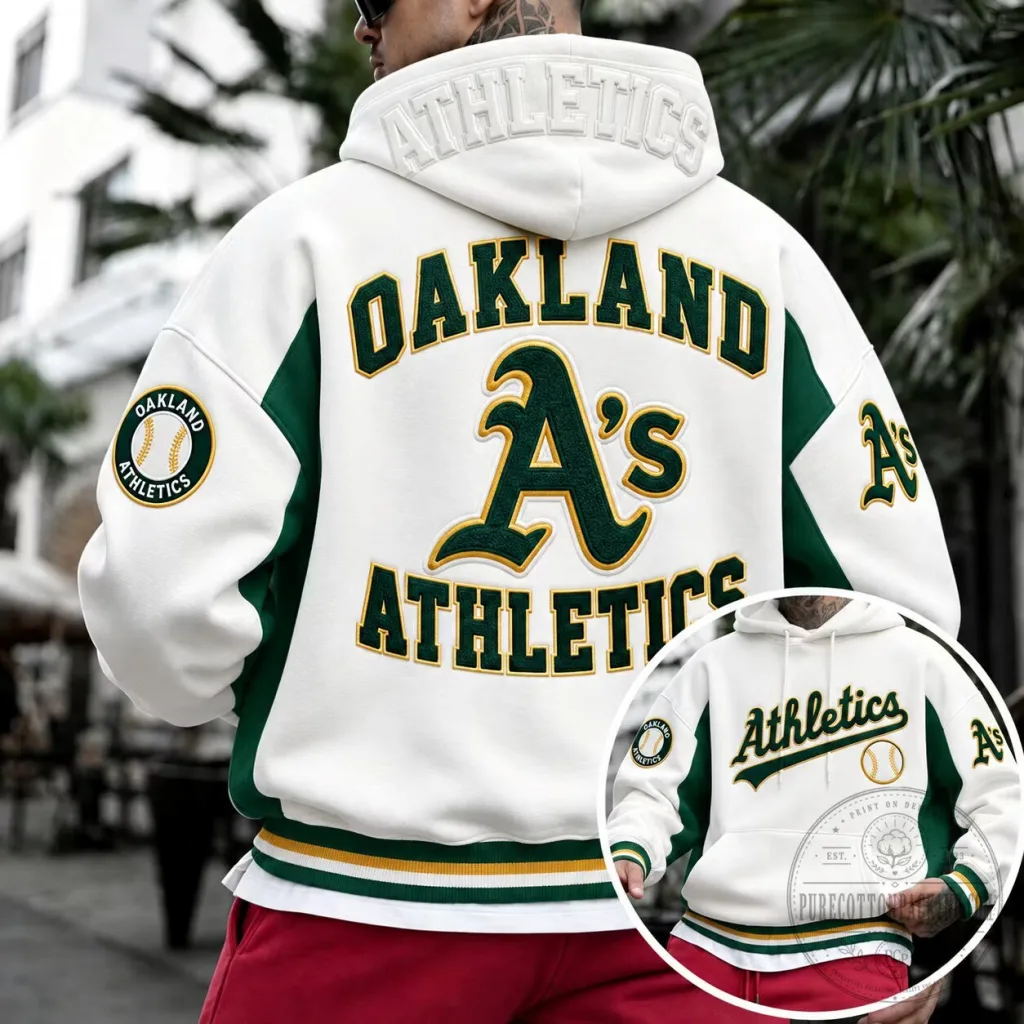 Oakland Athletics Embroidered Baseball Team Logo Hoodie Oakland Athletics Embroidered Baseball Team Logo Hoodie
