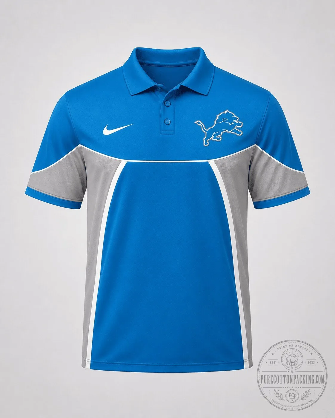 Detroit Lions Nike Blue Gray White Performance Polo Shirt