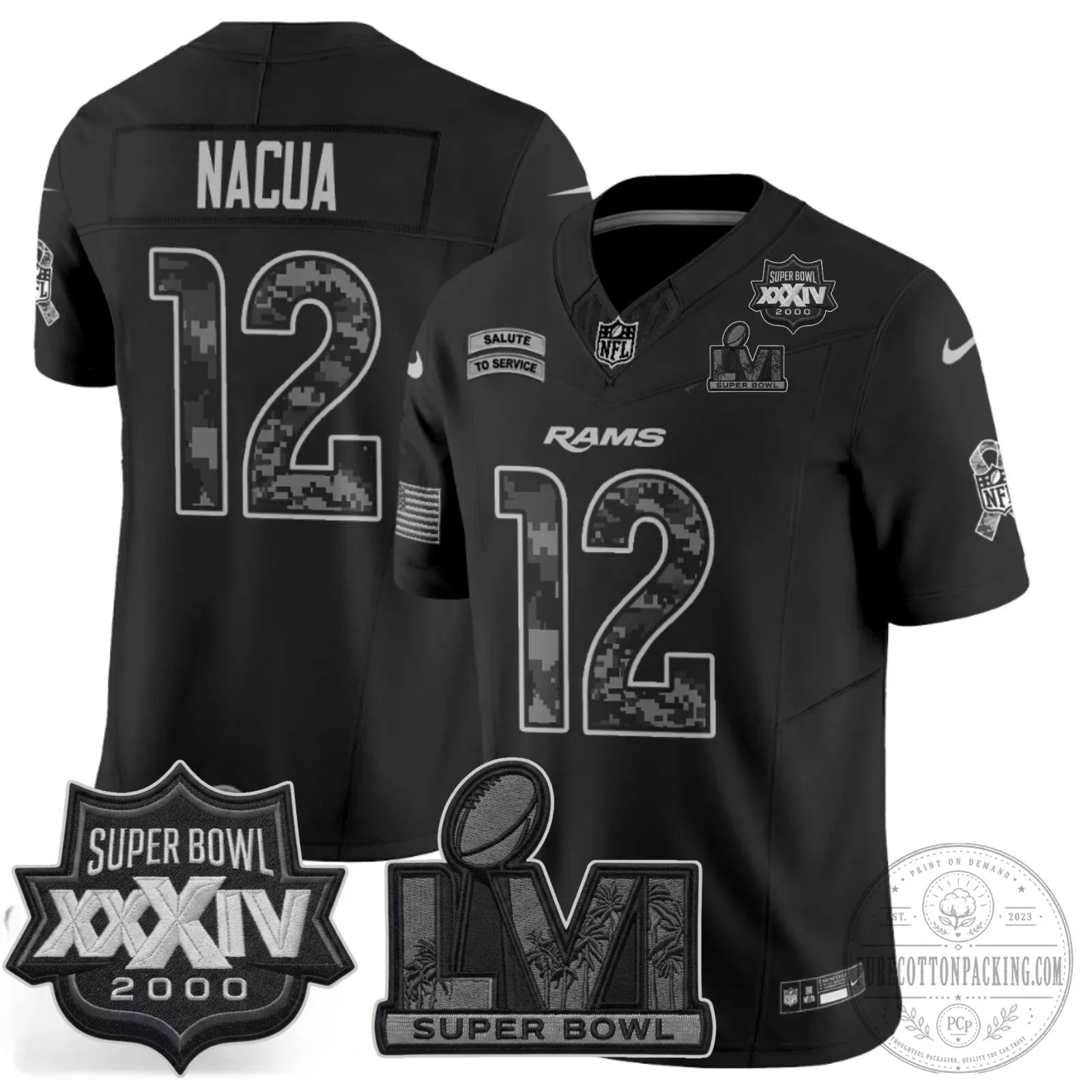 Los Angeles Rams Puka Nacua Salute To Service Super Bowl LVI Football Jersey