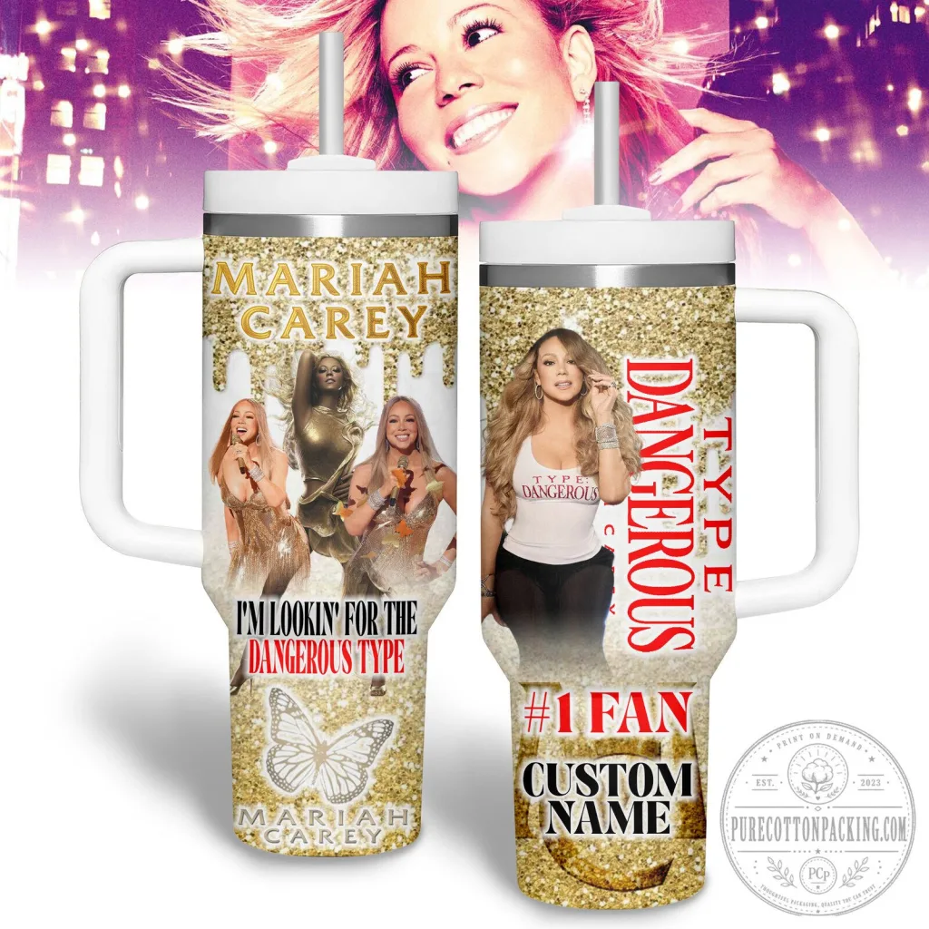 Mariah Carey Dangerous Type Gold Glitter Insulated Tumbler Mariah Carey Dangerous Type Gold Glitter Insulated Tumbler