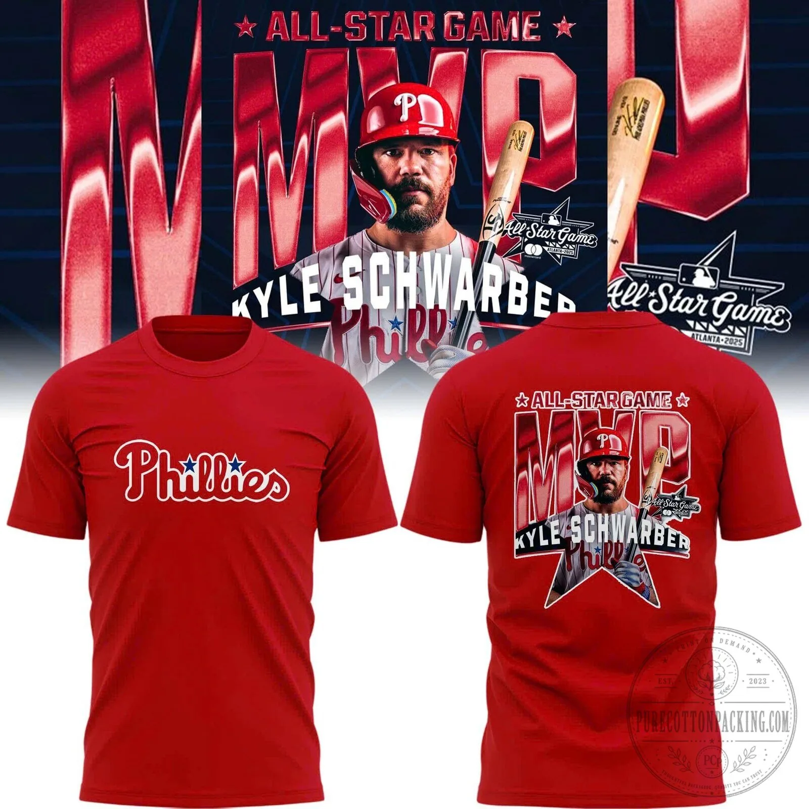 Kyle Schwarber Philadelphia Phillies 2025 All-Star Game MVP Red T-Shirt