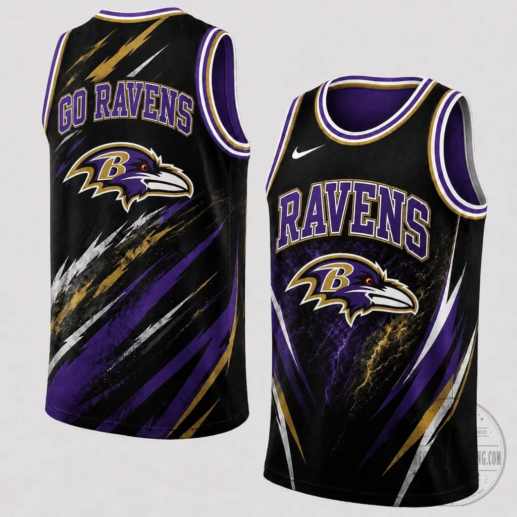 Baltimore Ravens Football Team Black and Purple Abstract Design Tank Top Baltimore Ravens Football Team Black and Purple Abstract Design Tank Top