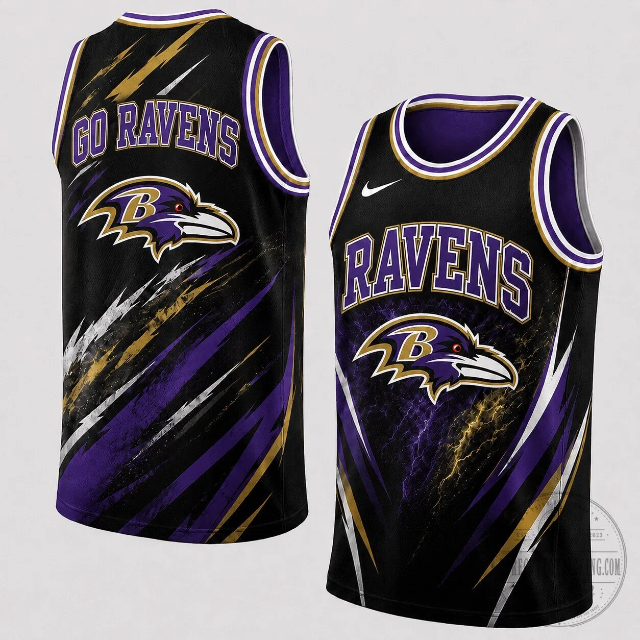 Baltimore Ravens Football Team Black and Purple Abstract Design Tank Top