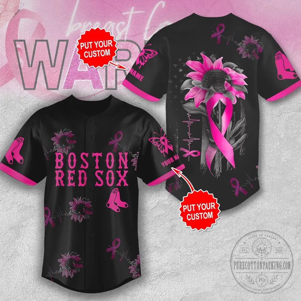 Boston Red Sox Baseball Breast Cancer Awareness Personalized Jersey 1 Boston Red Sox Baseball Breast Cancer Awareness Personalized Jersey