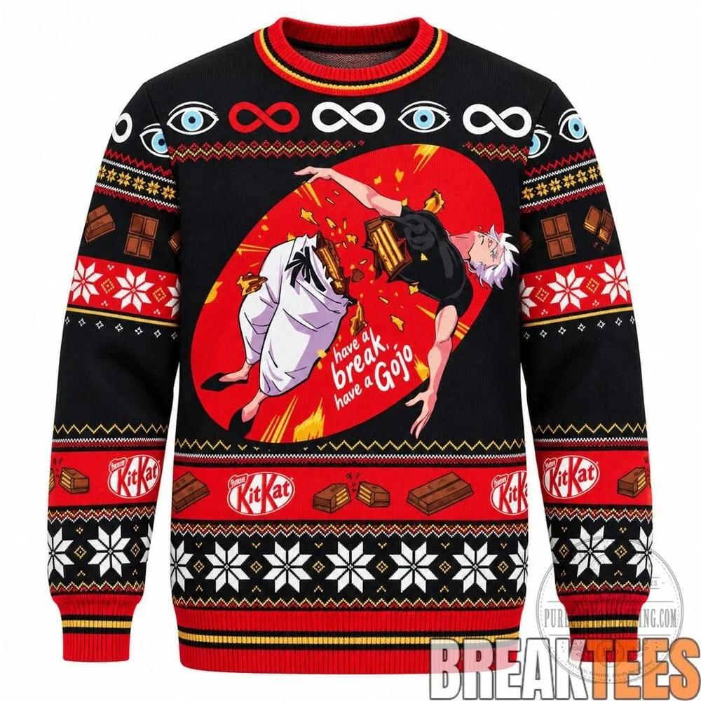Jujutsu Kaisen Gojo Satoru Have A Break Kit Kat Christmas Ugly Sweater