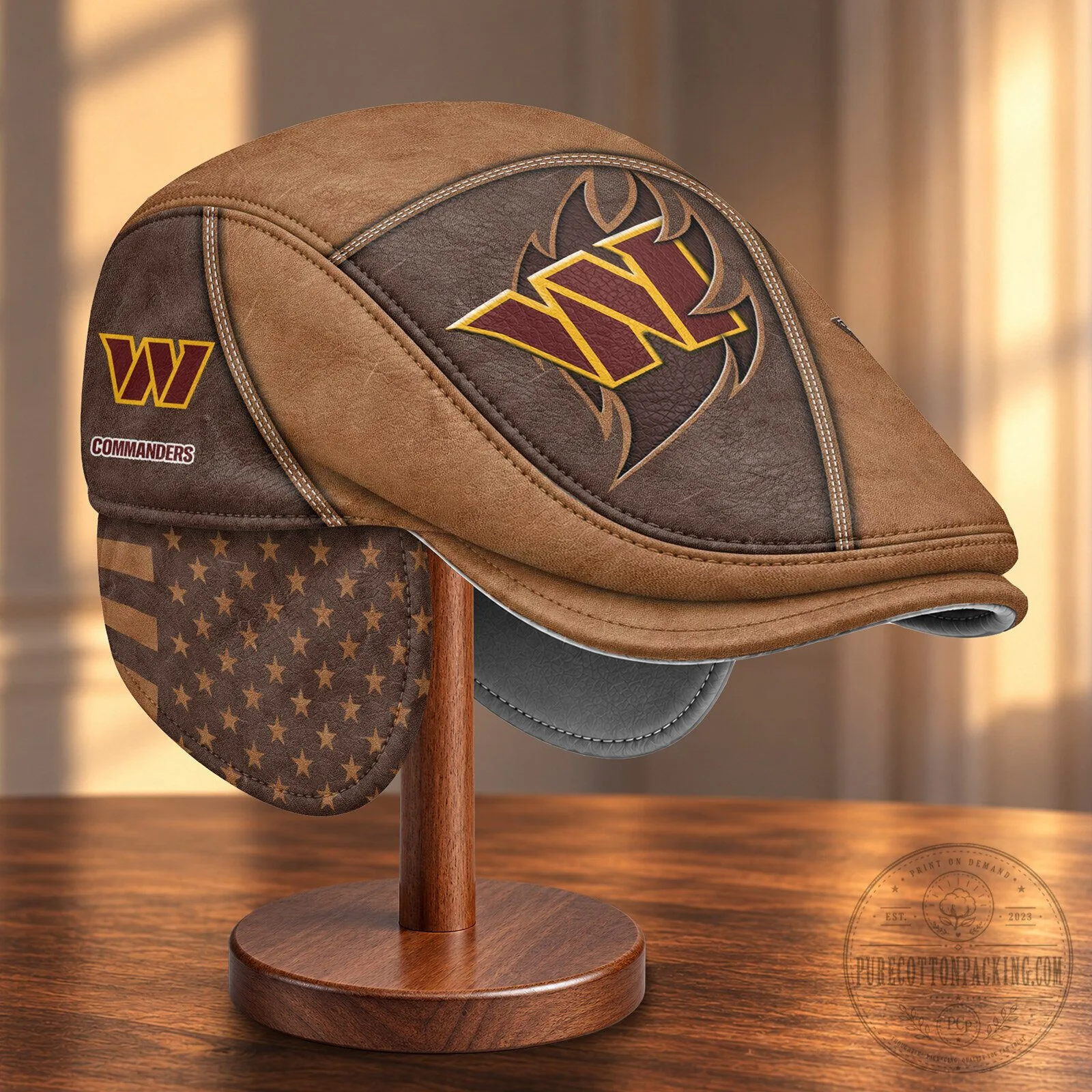Washington Commanders NFL Flat Cap with Foldable Ear Flaps 6 Washington Commanders NFL Flat Cap with Foldable Ear Flaps