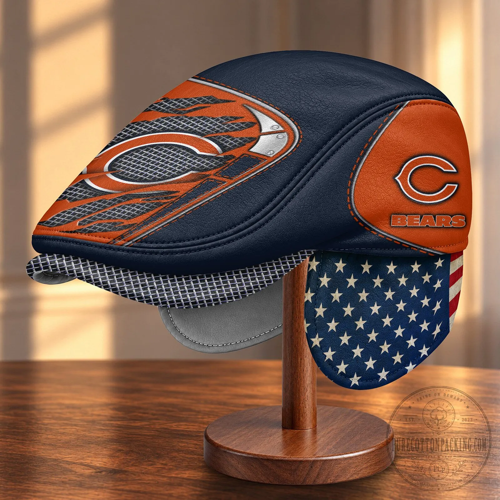 Chicago Bears NFL Flat Cap with Foldable Ear Flaps