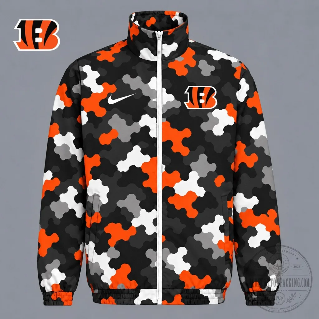 Cincinnati Bengals Camouflage Pattern Full-Zip Sports Jacket Cincinnati Bengals Camouflage Pattern Full-Zip Sports Jacket