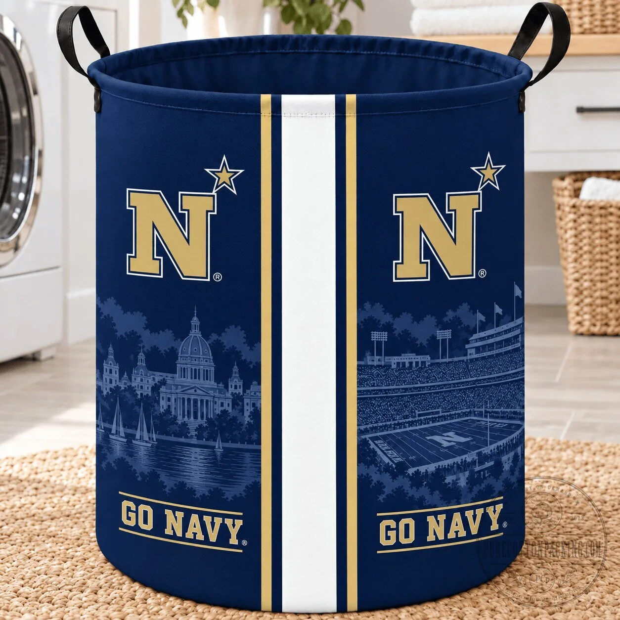 Navy Midshipmen Football Team Logo College Sports Laundry Basket