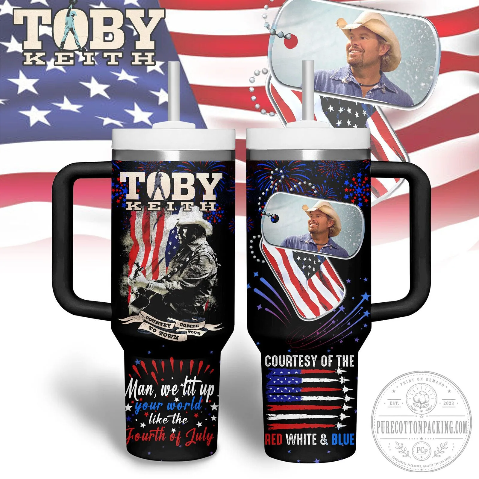 Toby Keith Country Comes to Town Tour 40oz Tumbler with Handle