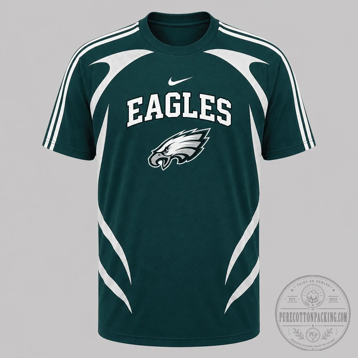 Philadelphia Eagles Football Team Logo Dark Green Sports T-Shirt