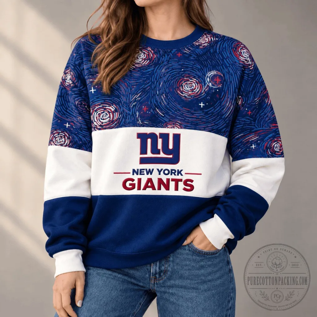 New York Giants NFL Team Color Starry Night Series Crewneck Sweatshirt New York Giants NFL Team Color Starry Night Series Crewneck Sweatshirt