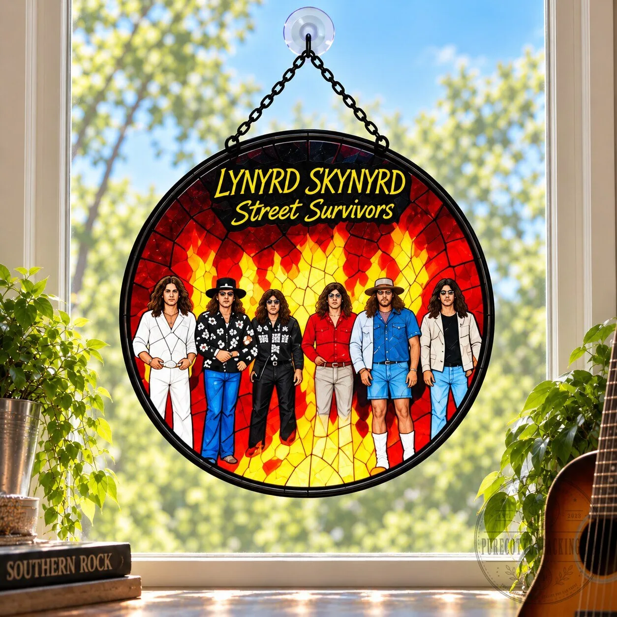 Lynyrd Skynyrd Street Survivors Album Stained Glass Window Suncatcher