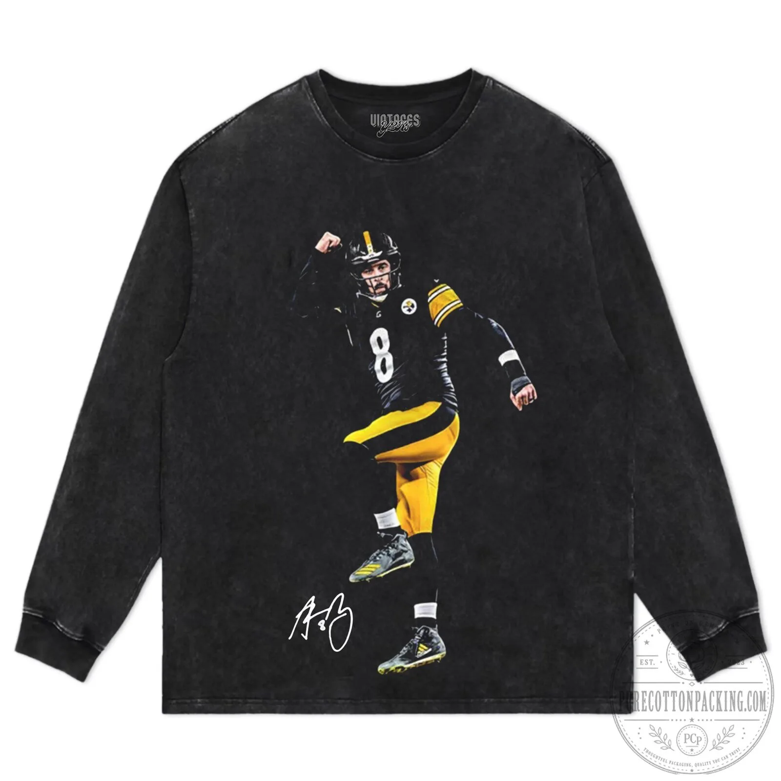 Kenny Pickett Pittsburgh Steelers Football Player Signature T-Shirt 8 Kenny Pickett Pittsburgh Steelers Football Player Signature T-Shirt