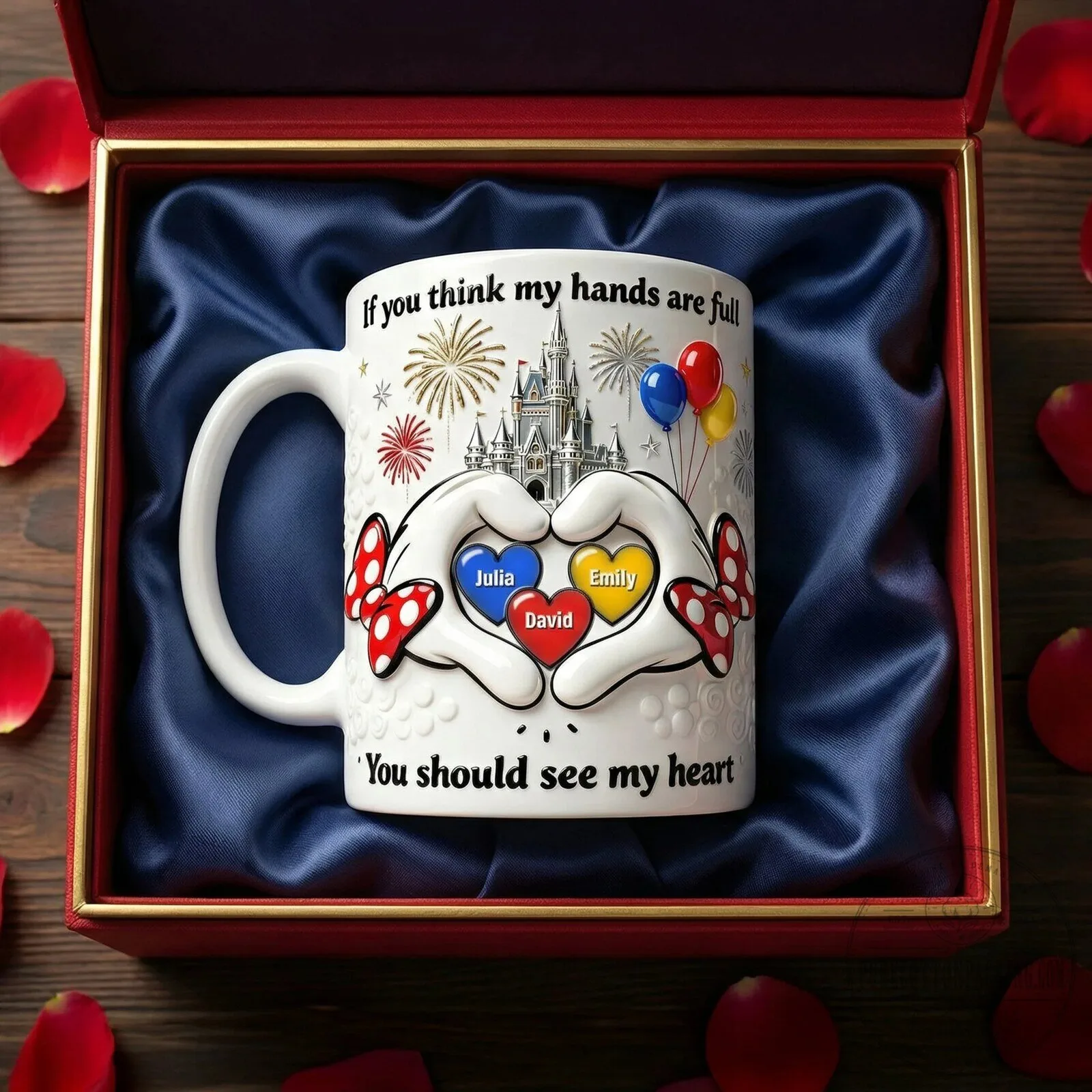 Personalized Disney Castle Hands Full Quote Coffee Mug for Mom