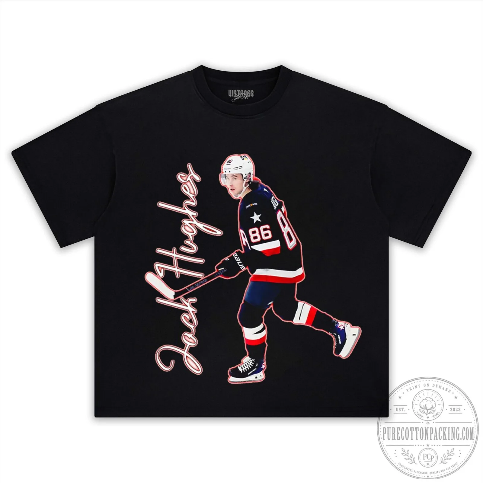 Jack Hughes USA Hockey Player Graphic T-Shirt