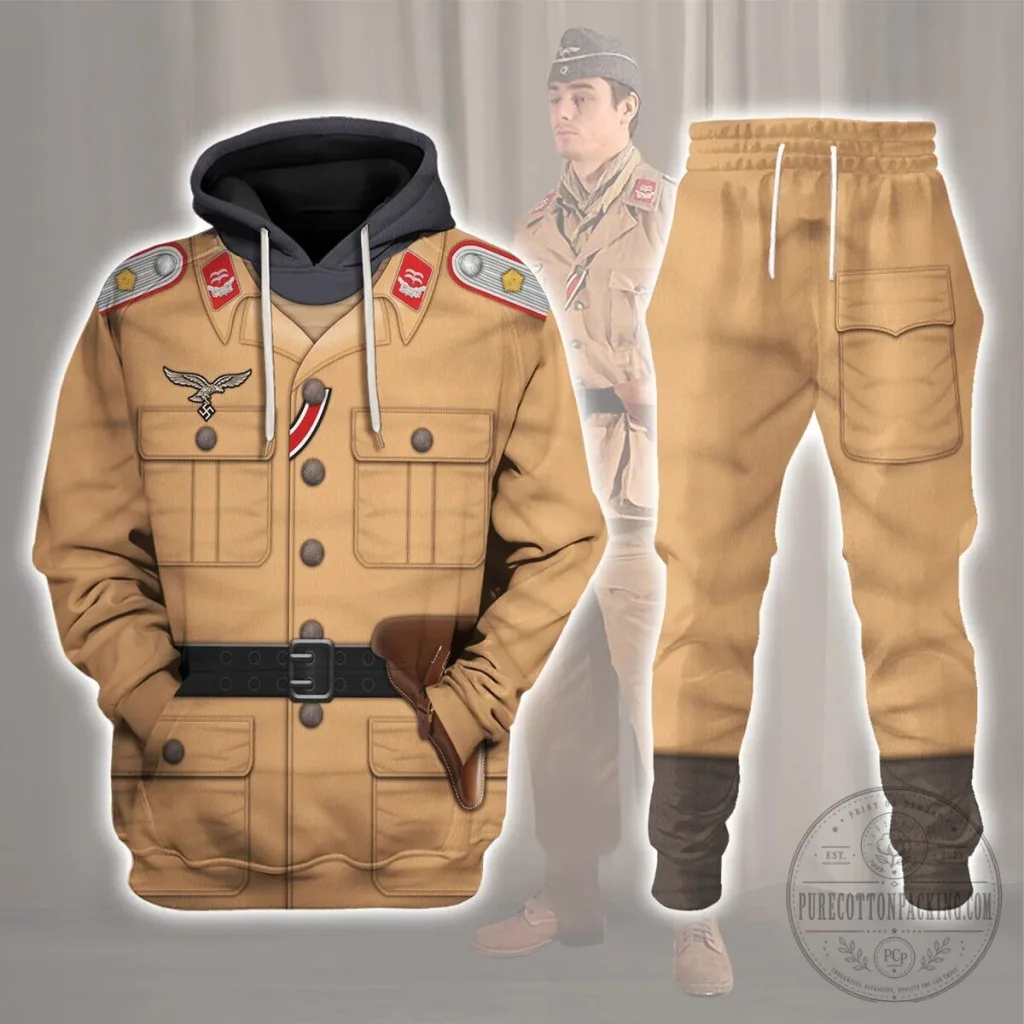 German Luftwaffe Tropical Uniform Artillery Lieutenant Costume Hoodie German Luftwaffe Tropical Uniform Artillery Lieutenant Costume Hoodie