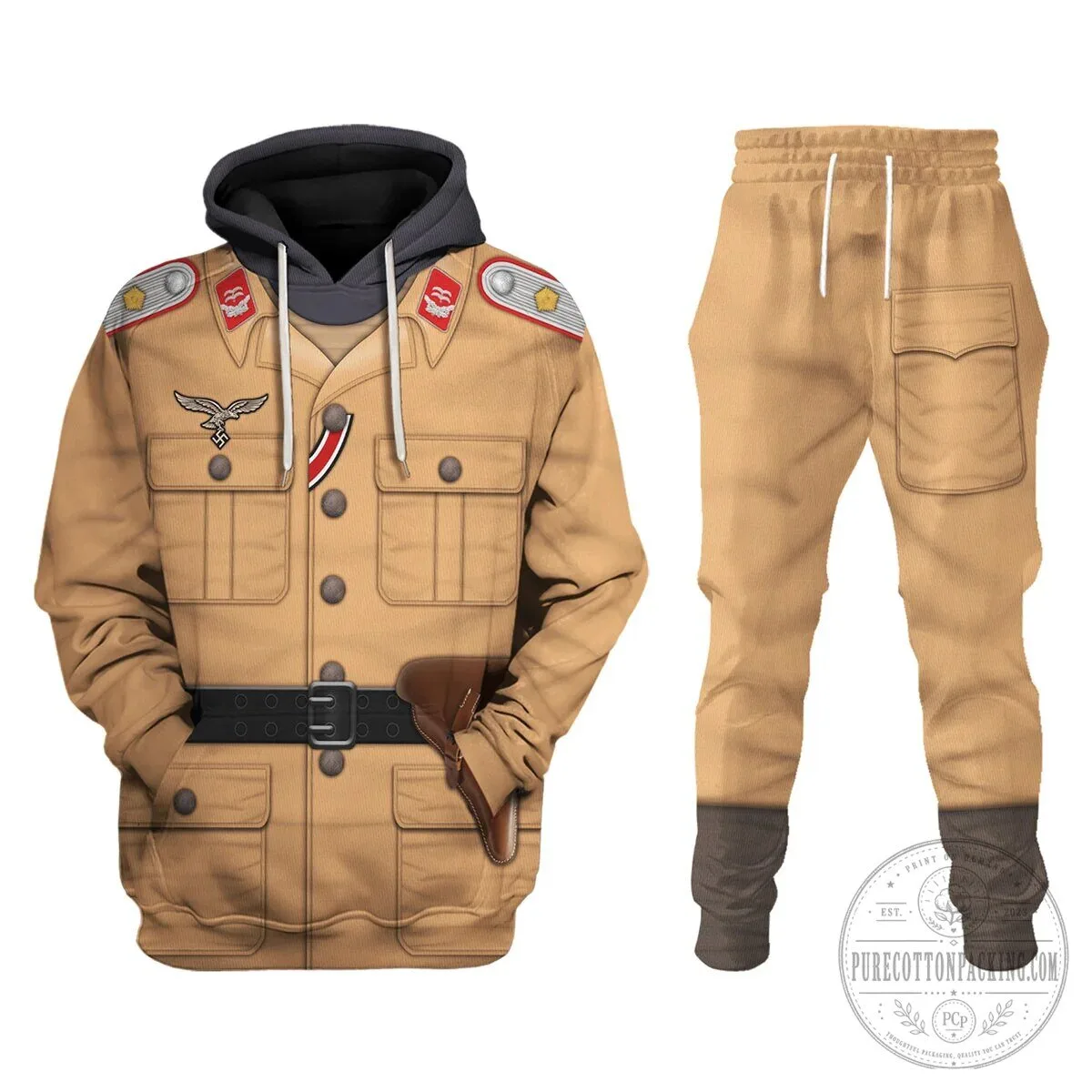 German Luftwaffe Tropical Uniform Artillery Lieutenant Costume Hoodie 14 German Luftwaffe Tropical Uniform Artillery Lieutenant Costume Hoodie