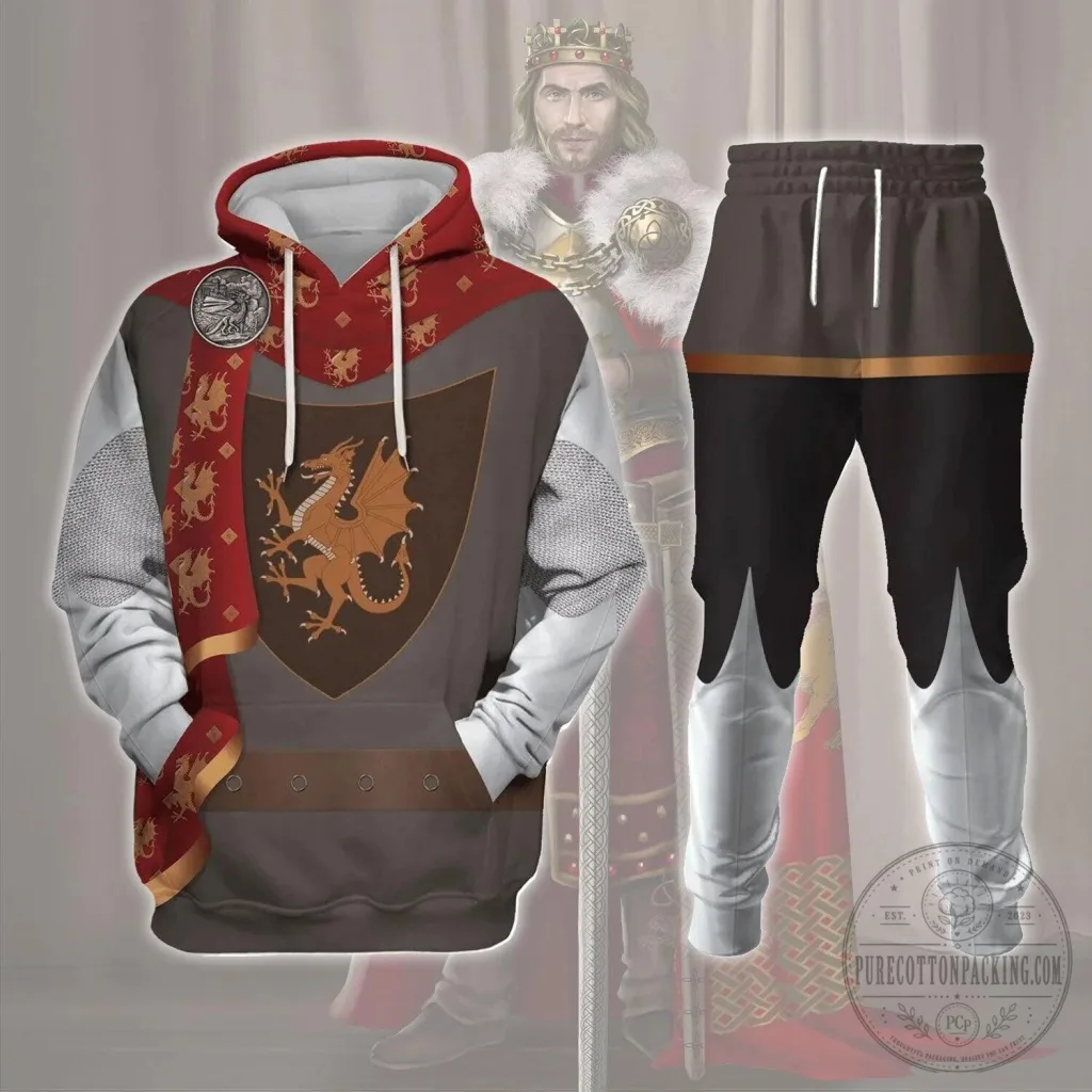 King Arthur Pendragon Dragon Crest Medieval Fantasy Costume Hoodie Sweatshirt King Arthur Pendragon Dragon Crest Medieval Fantasy Costume Hoodie Sweatshirt