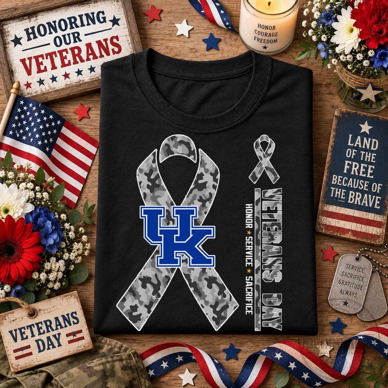 Veterans Day Kentucky Wildcats Camouflage Ribbon Honor Service Sacrifice T-Shirt 1 Veterans Day Kentucky Wildcats Camouflage Ribbon Honor Service Sacrifice T-Shirt