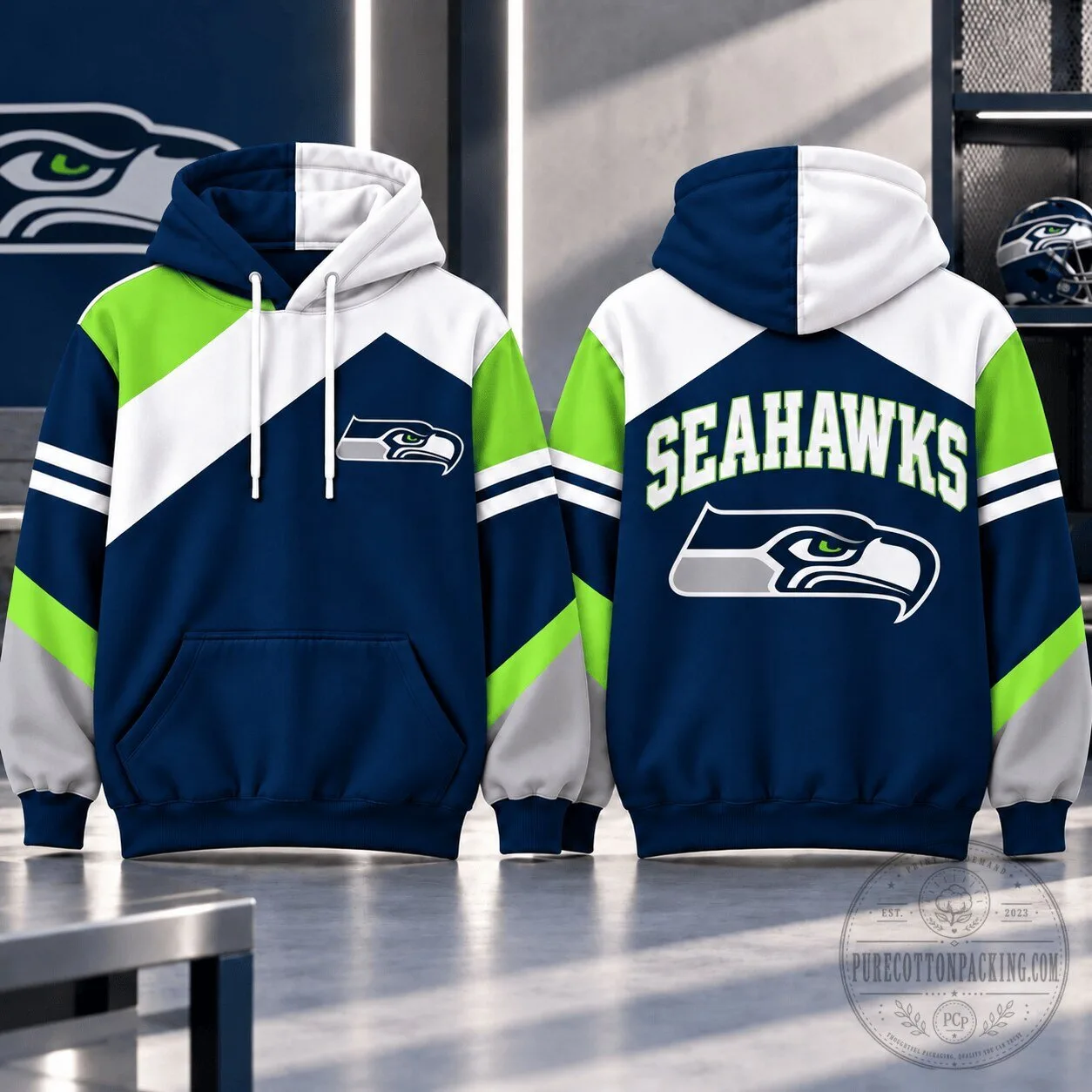 Seattle Seahawks NFL Dynamic Color Block Team Hoodie for Men and Women