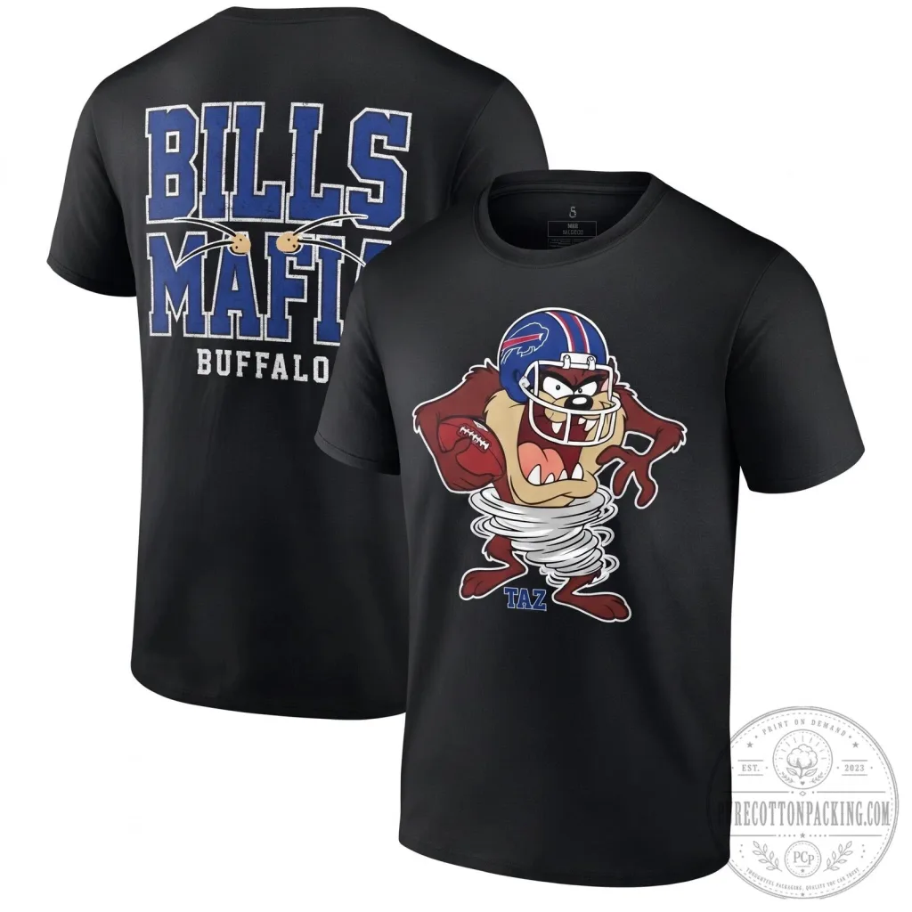 Buffalo Bills Tazmanian Devil Looney Tunes Football Mafia Graphic T-Shirt Buffalo Bills Tazmanian Devil Looney Tunes Football Mafia Graphic T-Shirt