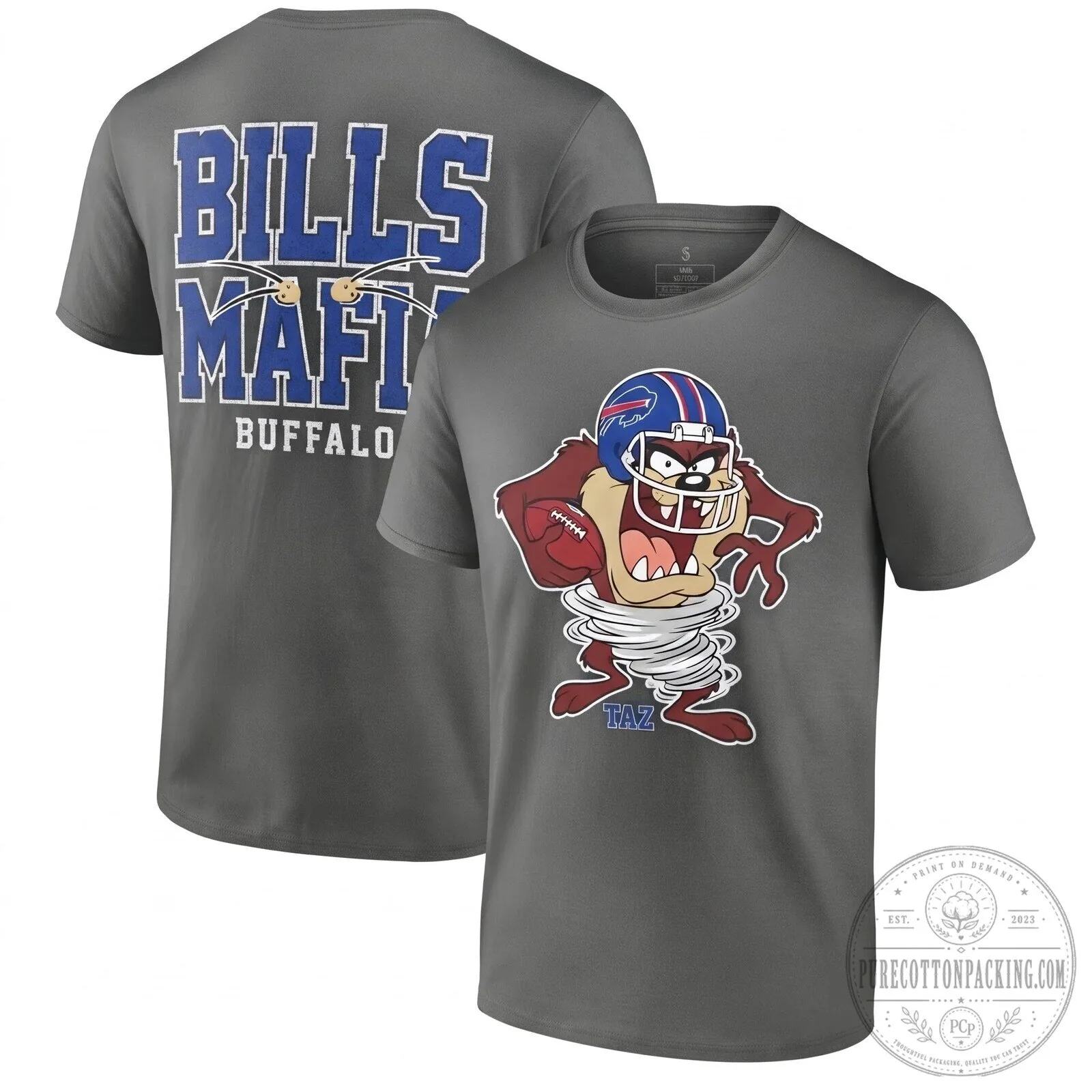 Buffalo Bills Tazmanian Devil Looney Tunes Football Mafia Graphic T-Shirt 10 Buffalo Bills Tazmanian Devil Looney Tunes Football Mafia Graphic T-Shirt