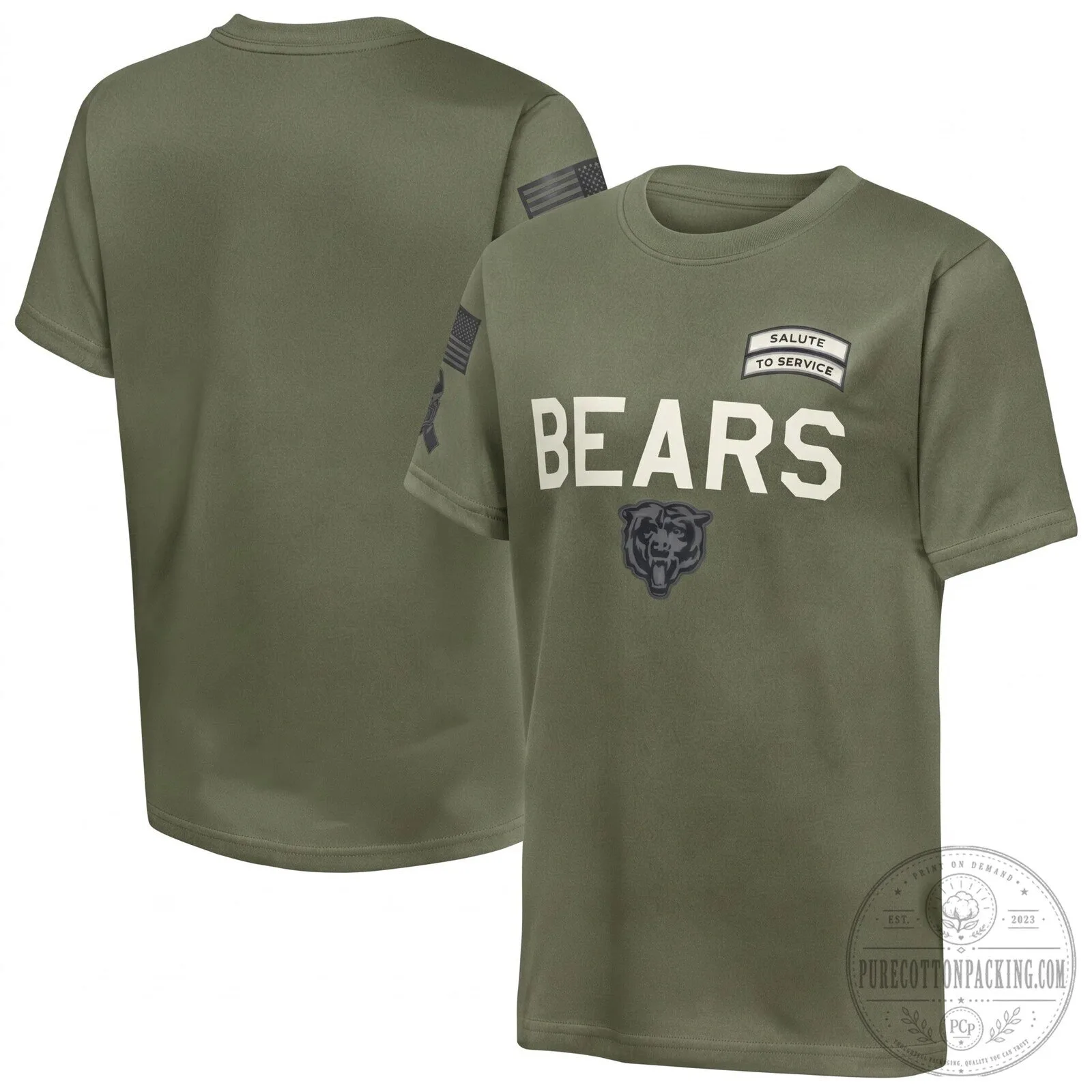 Chicago Bears Salute To Service 2026 Edition Military Green T-Shirt