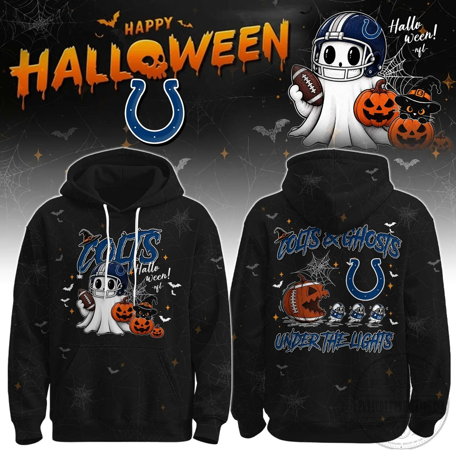 Indianapolis Colts Halloween Ghost Football Under The Lights Hoodie