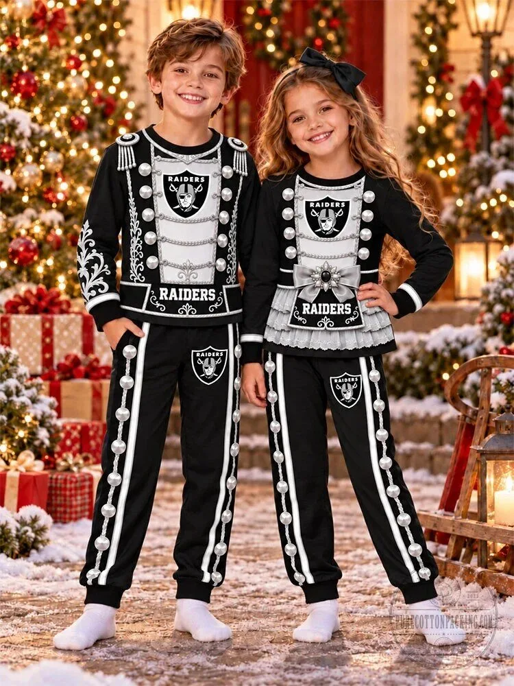 Las Vegas Raiders Nutcracker Christmas Kids Pajamas Set