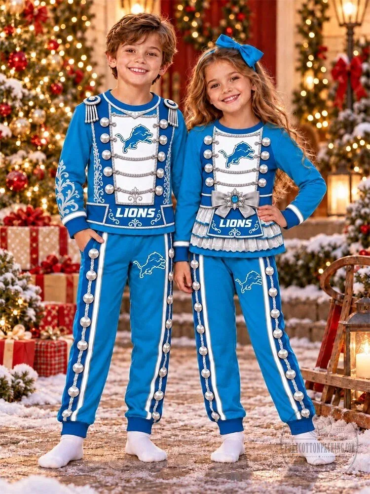 Detroit Lions Christmas Nutcracker All-Over Print Kids Pajamas Set