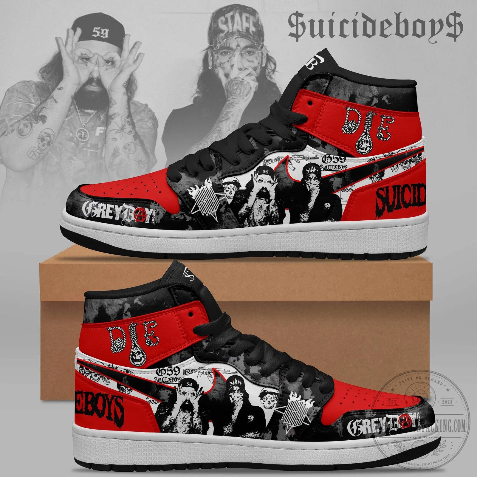 Suicideboys G59 Greyday Die P Premium High Top Sneakers