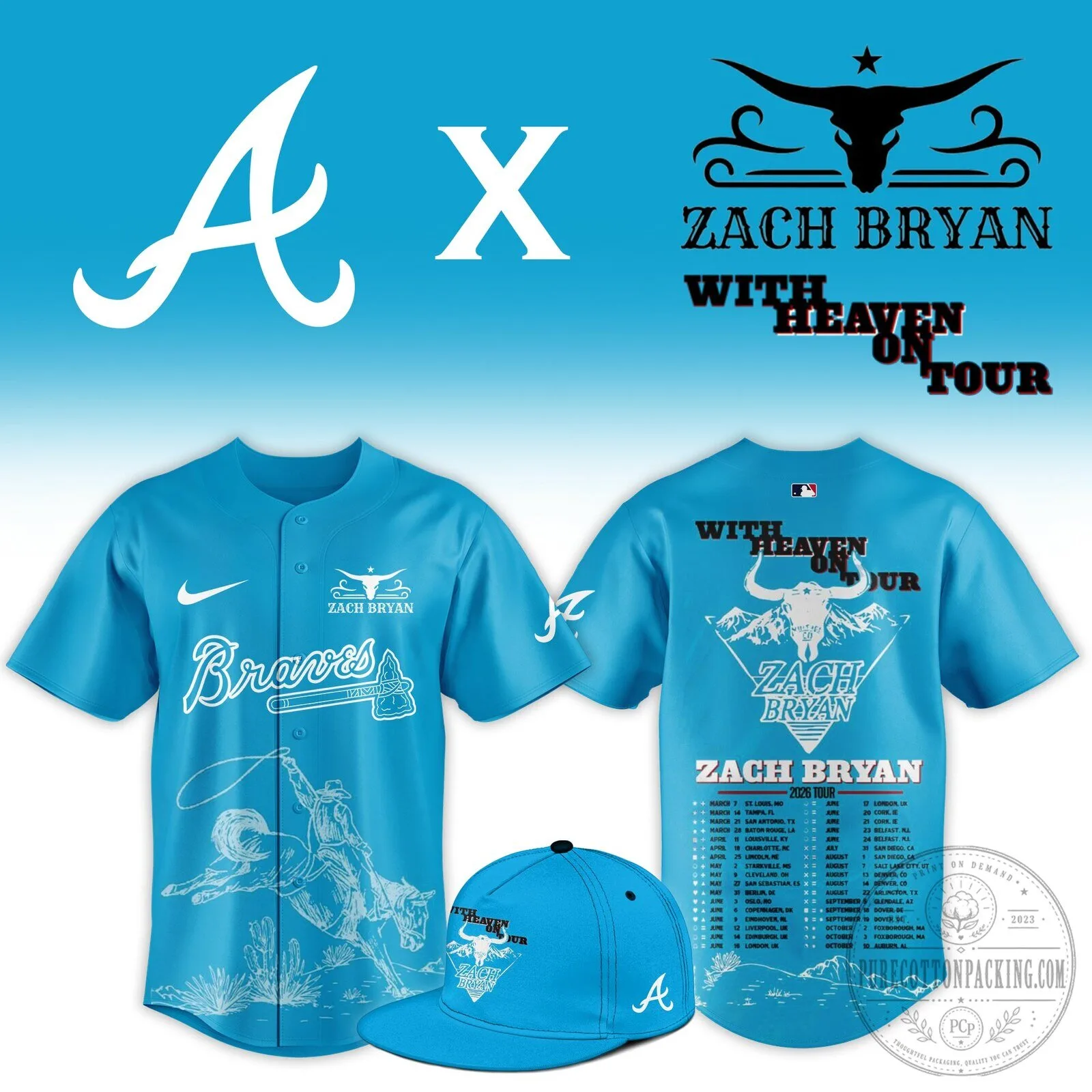 .ATL x Zach Bryan With Heaven On Tour Limited Edition Jersey NN