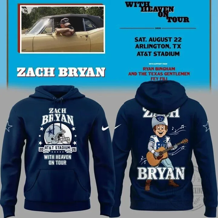 Zach Bryan Dallas Cowboys With Heaven On Tour 2026 Hoodie