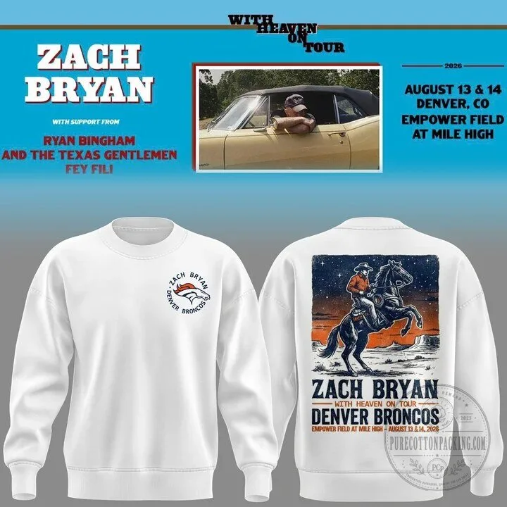 Denver Broncos Concert Sweatshirt featuring Zach Bryan at Empower Field