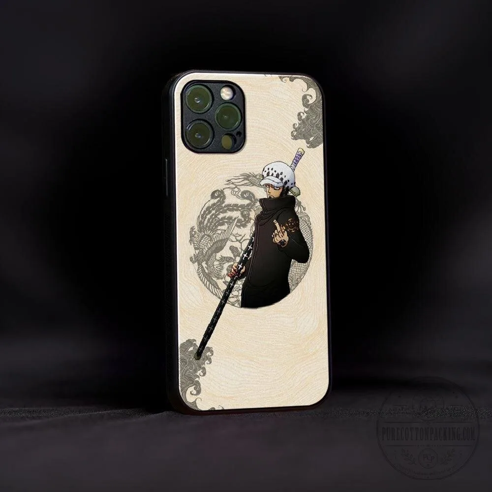 Trafalgar Law One Piece Anime Character Wooden Phone Case