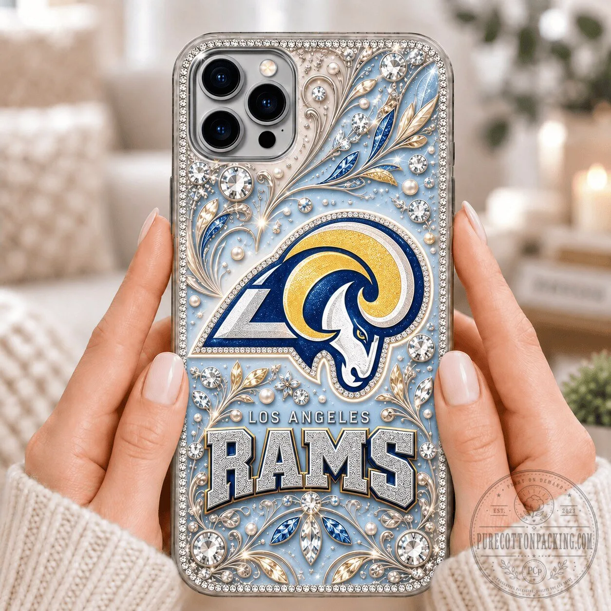 Los Angeles Rams NFL Football Team Logo Rhinestone Phone Case