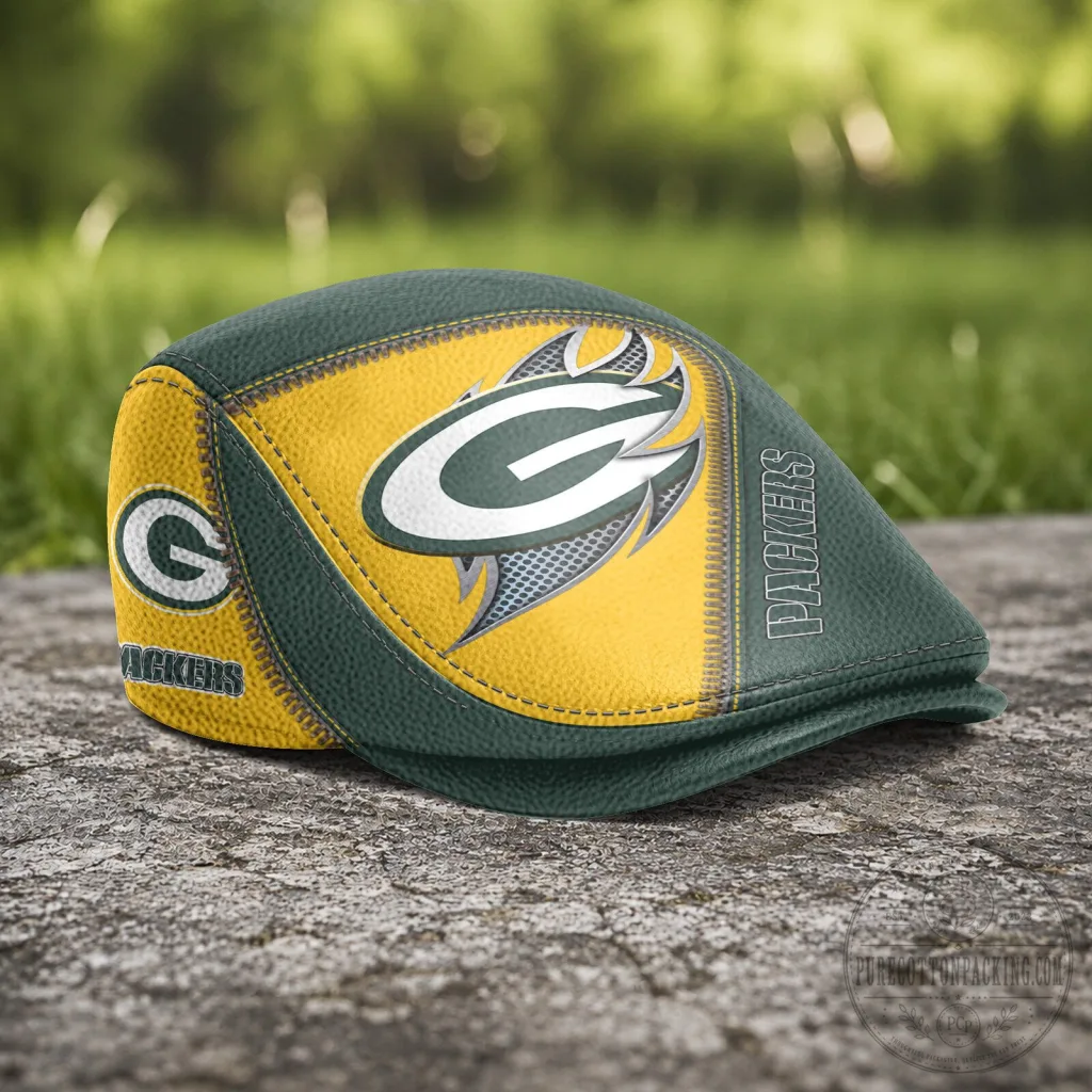 Green Bay Packers NFL Football Team Logo Golf Flat Cap Hat Green Bay Packers NFL Football Team Logo Golf Flat Cap Hat