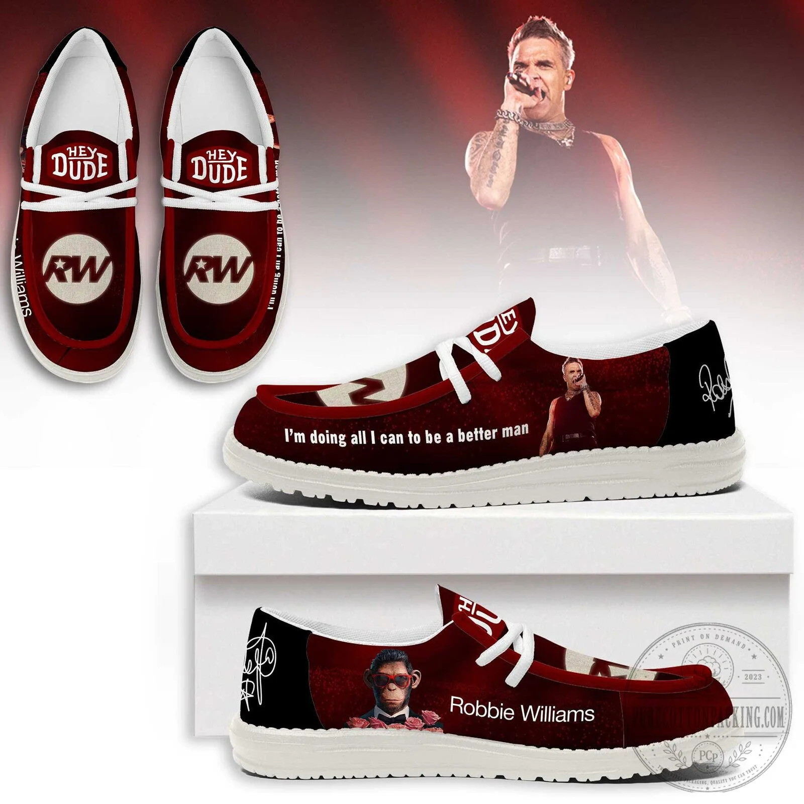 Robbie Williams Hey Dude Loafer Shoes for Men and Women