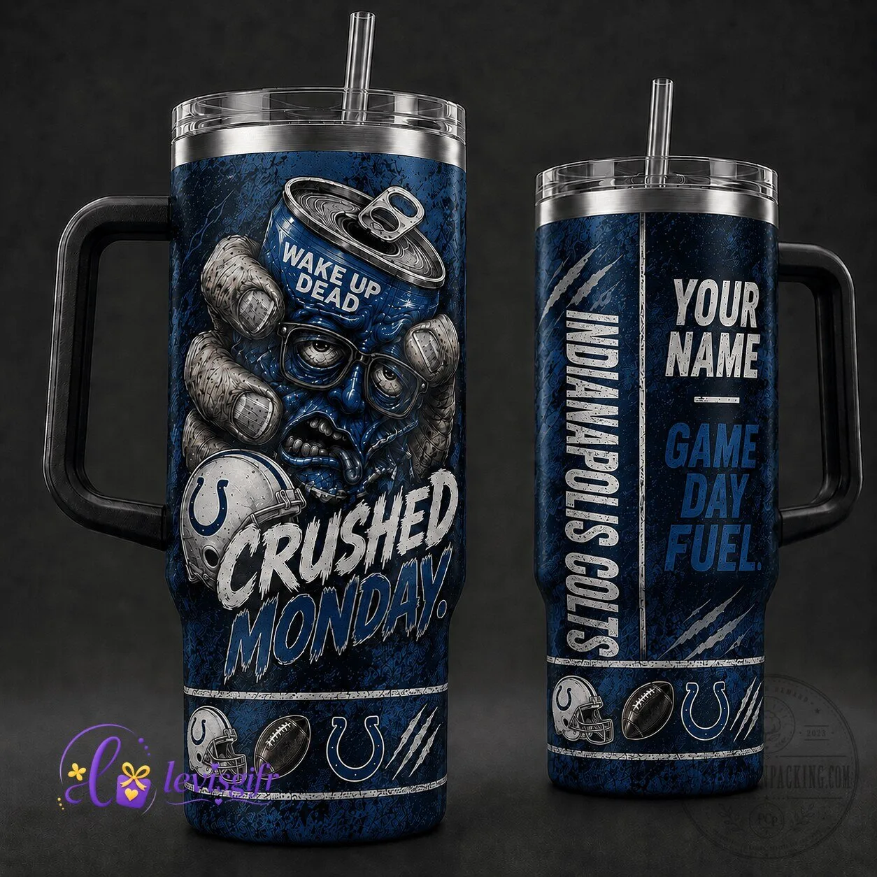 Indianapolis Colts Football Team Personalized Insulated Tumbler with Handle