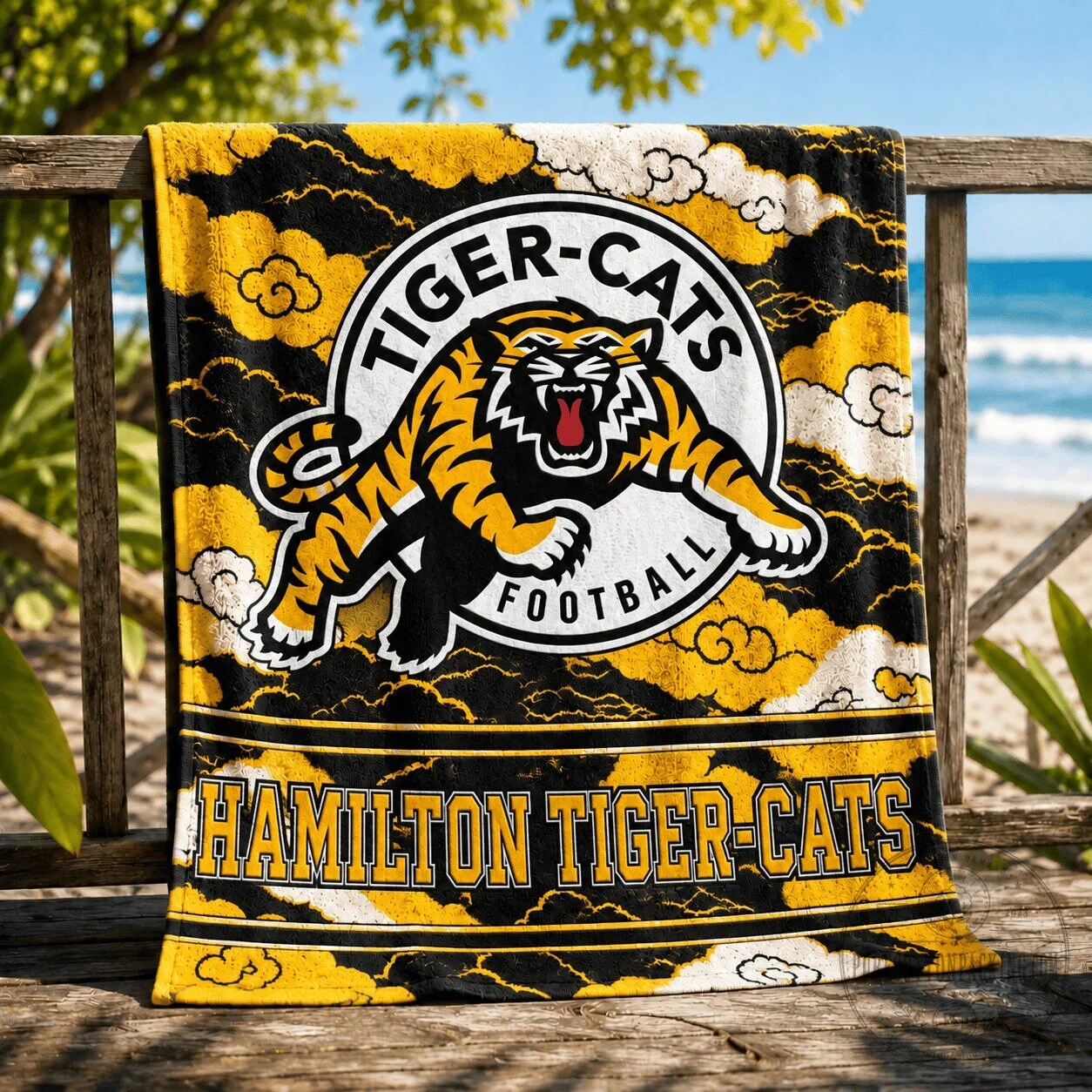 Hamilton Tiger-Cats Football Team Logo Beach Towel