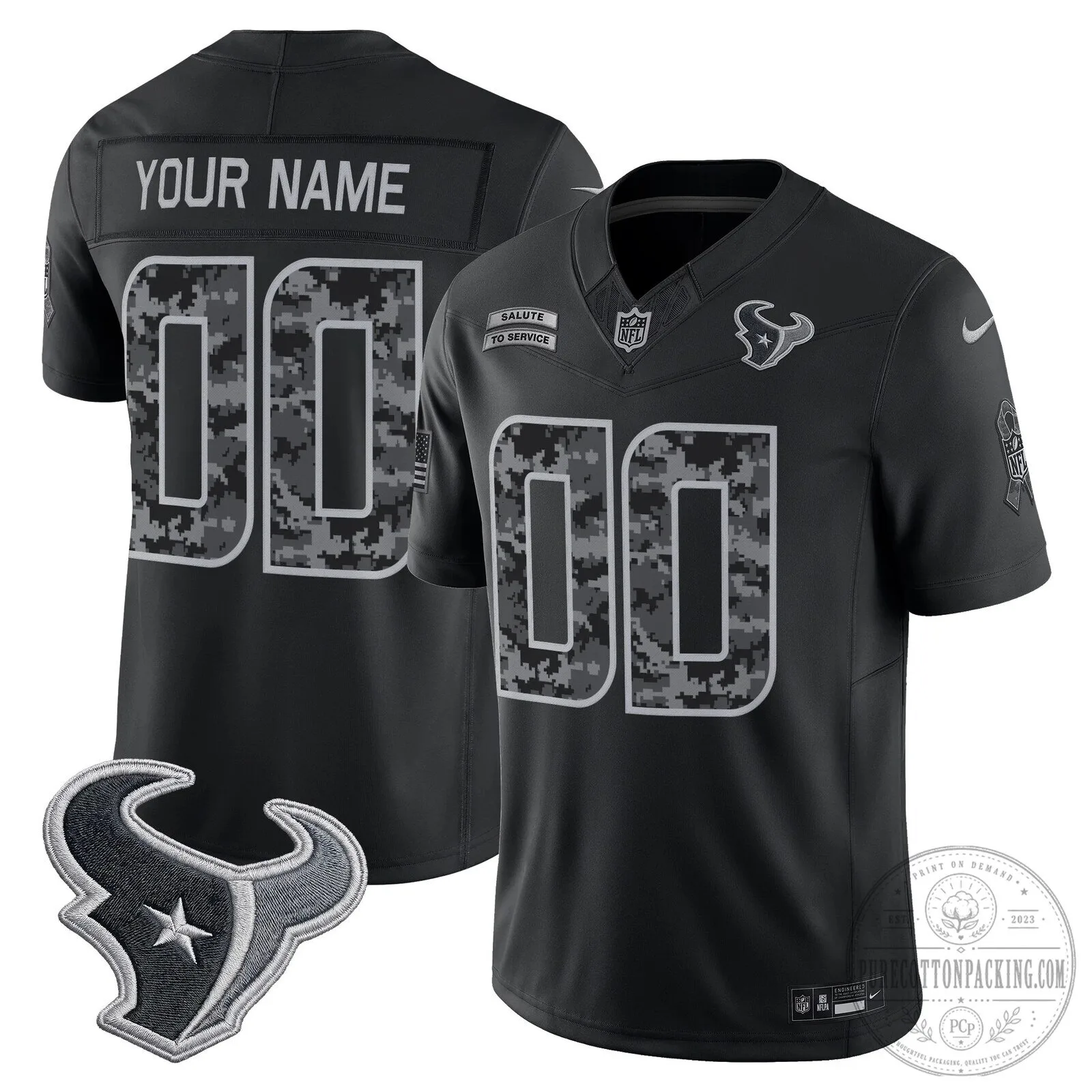 Houston Texans Salute to Service Black Digital Camouflage Football Jersey