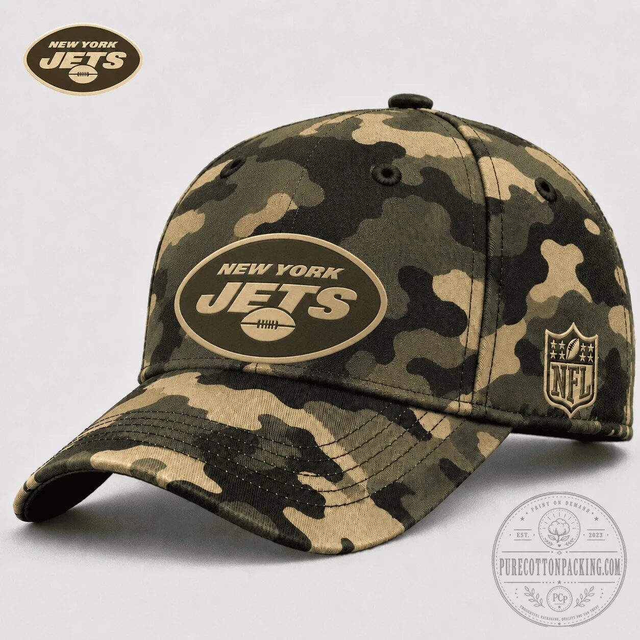 New York Jets Camouflage NFL Football Team Logo Baseball Cap Hat