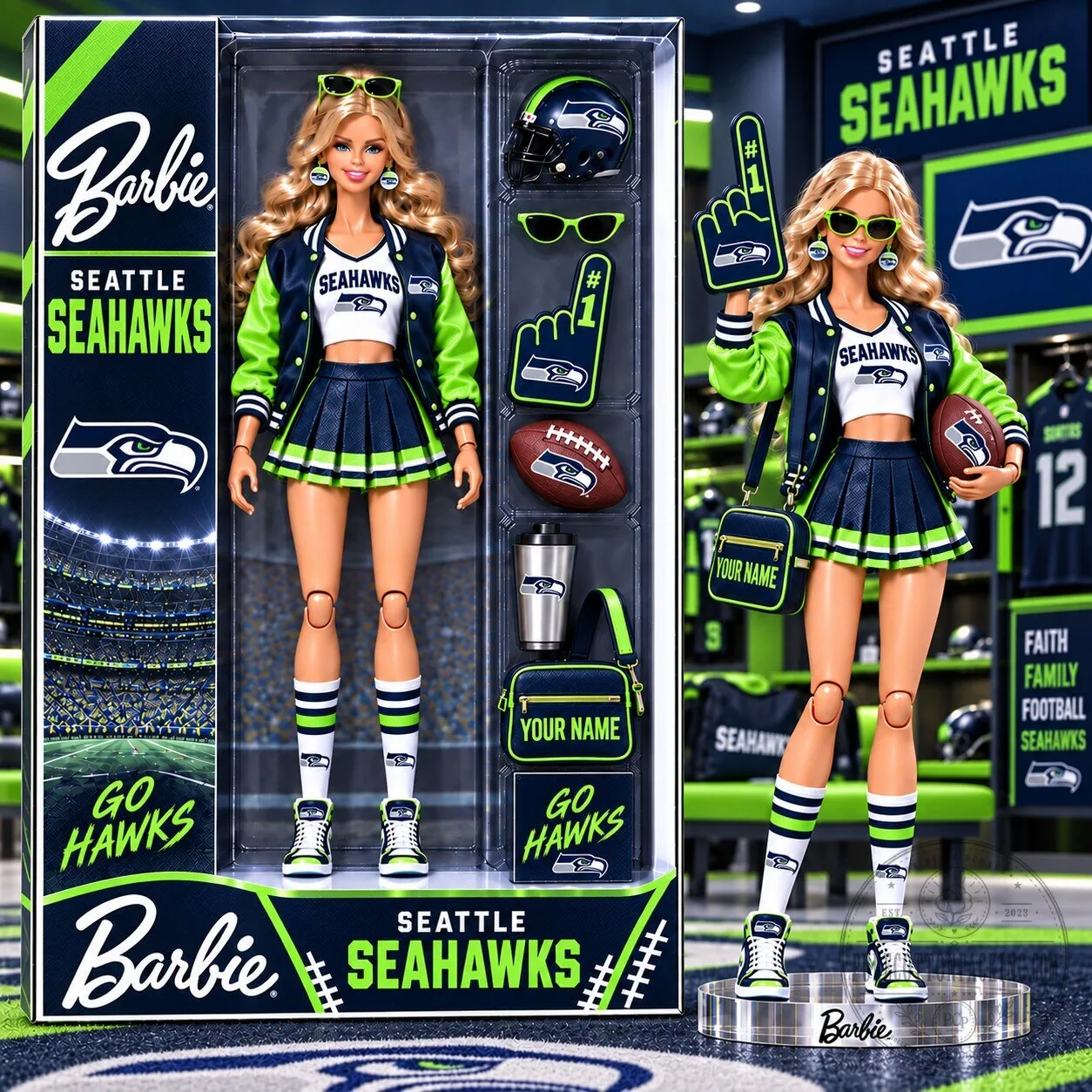 Seattle Seahawks Barbie Doll Collectible Football Fan Memorabilia