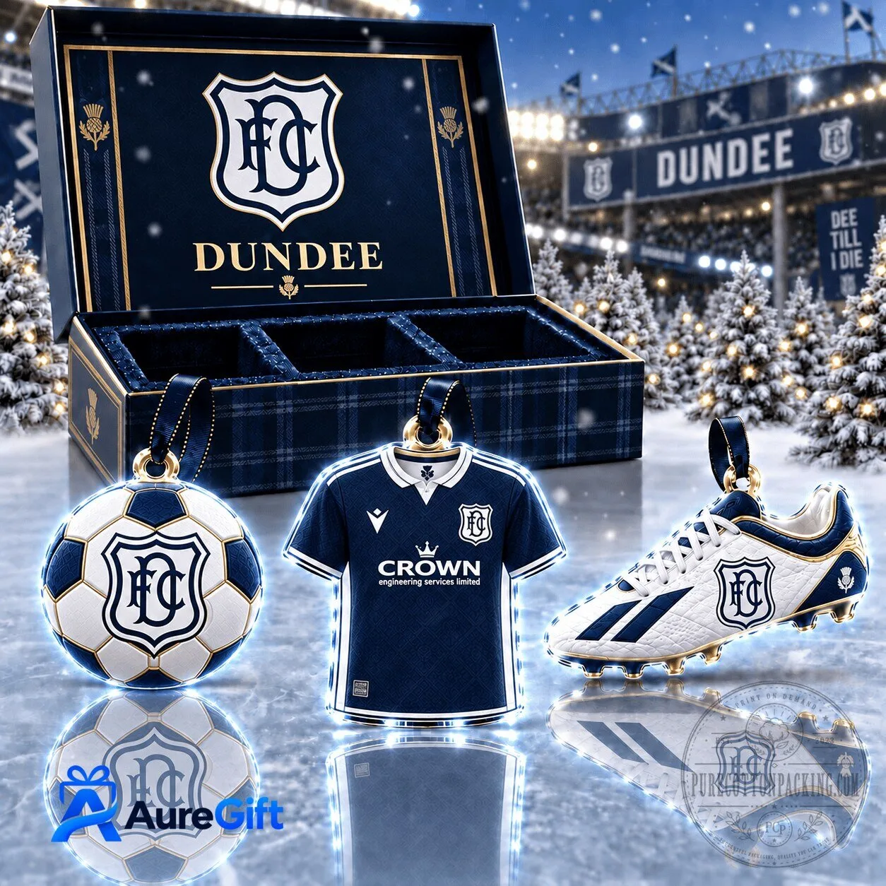 Dundee Football Club Scottish Premiership Christmas Kickoff Personalized Acrylic Ornament Set