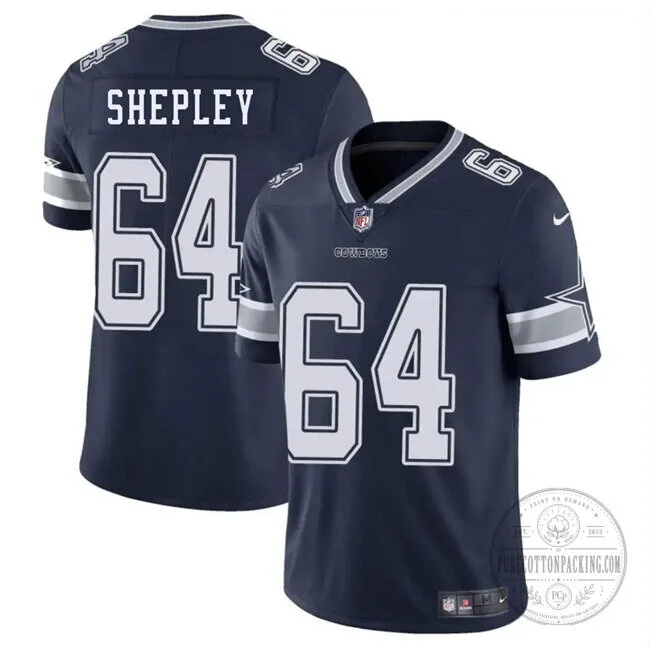 Dallas Cowboys Football Dakoda Shepley Number 64 Navy Blue Jersey