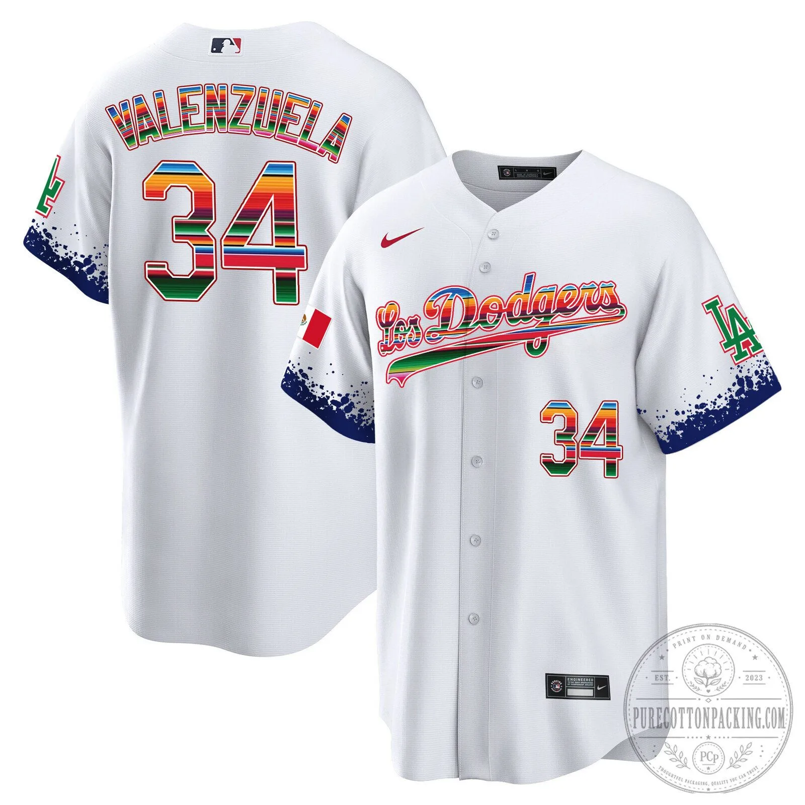 Los Angeles Dodgers Fernando Valenzuela White City Connect Baseball Jersey