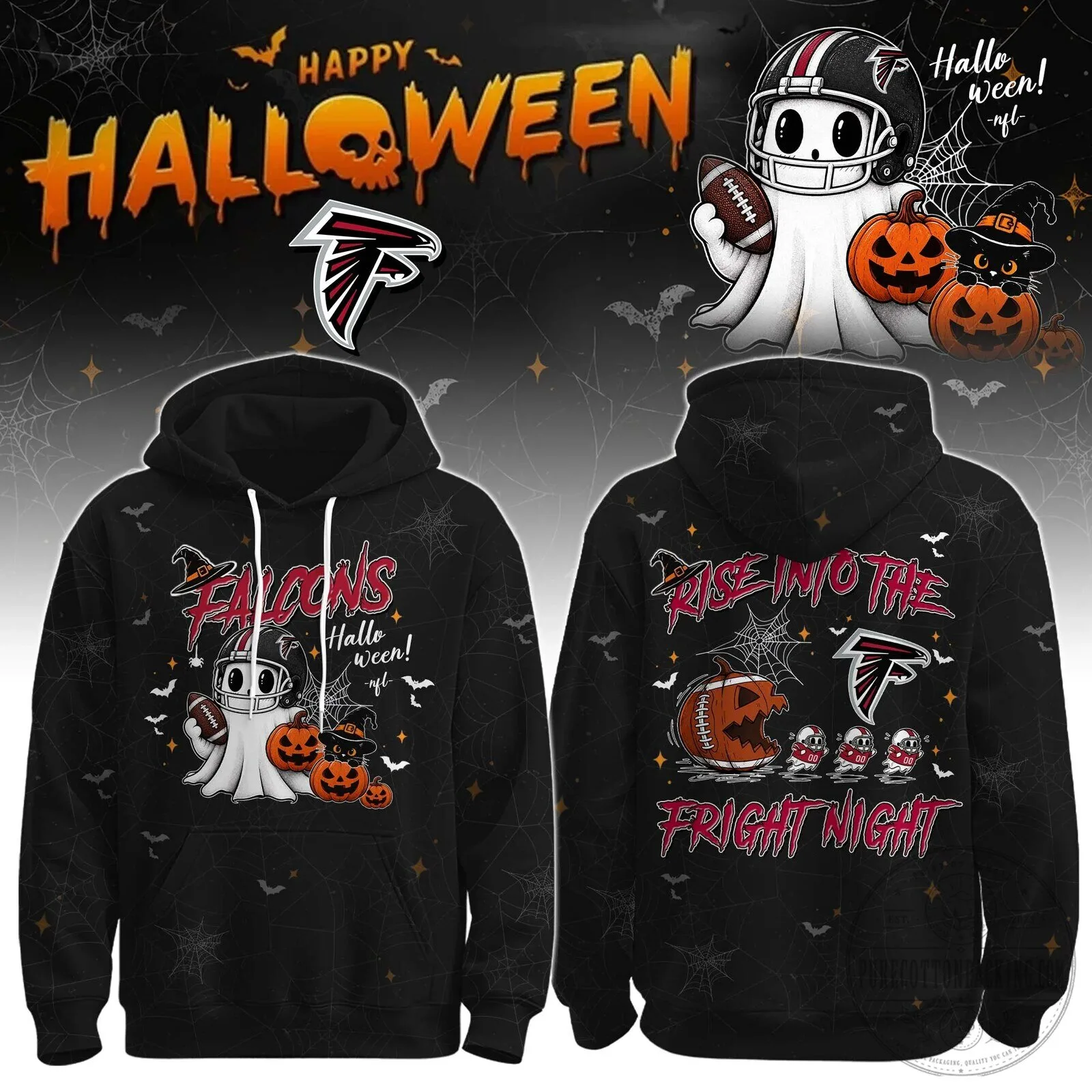 Atlanta Falcons Happy Halloween Rise Into The Fright Night Hoodie
